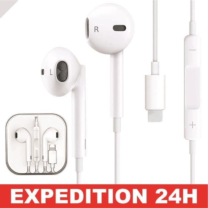 8 pin lightning casque écouteurs filaire earpods pour apple iphone blanche