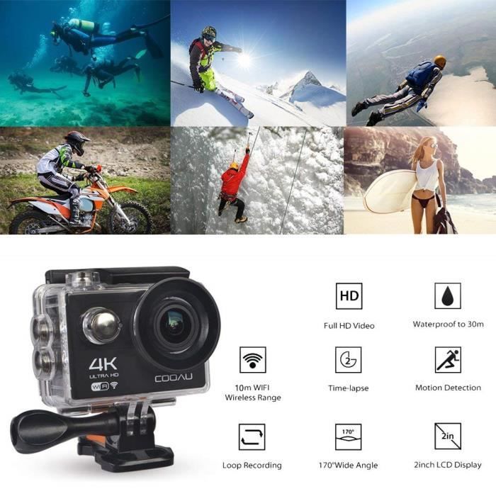 Caméra D'action 4K Yolansin - Étanche 40m Avec Télécommande Et 2 Batteries