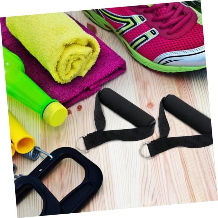 Paire De Poignées De Traction Gym Caoutchouc + Sangles Nylon – Accessoires Muscu Câbles & Machines