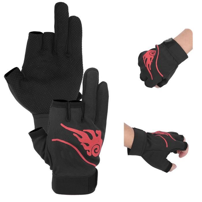 Fdit 3 gants sans doigts 1 paire de gants de pêche antidérapants 3