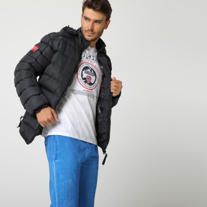 Doudoune fine homme noire Geographical Norway Molletonnee Fermeture eclair Noir Cdiscount Pret a Porter