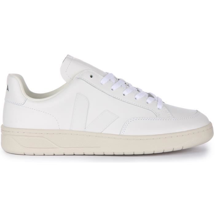 Baskets VEJA V 12 Cuir Blanc Femme Blanc Cdiscount
