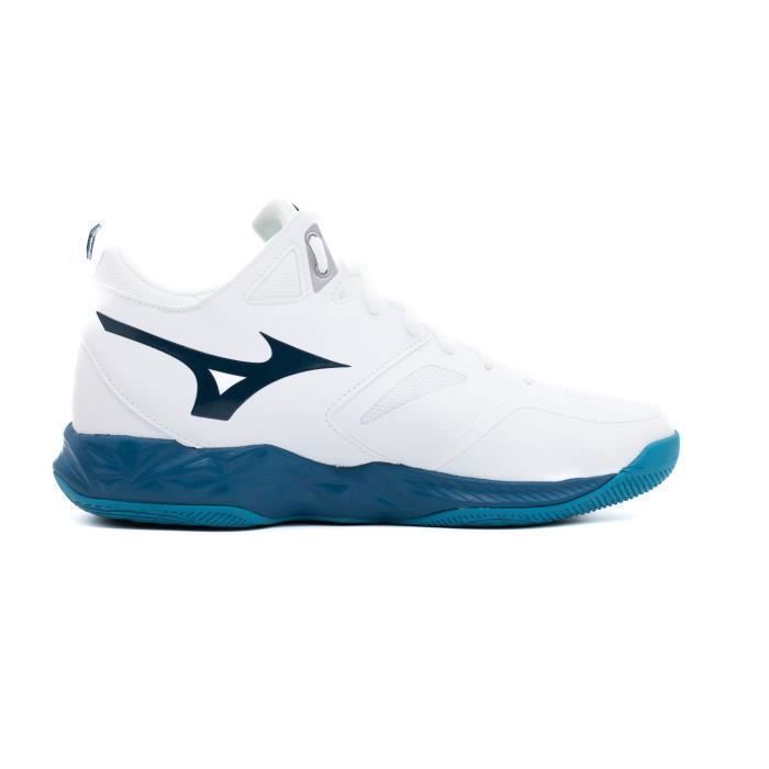 Chaussures De Volley Mizuno Wave Dimension Mid Blanc Bleu marin Argent Homme Volley ball Indoor Cdiscount Sport