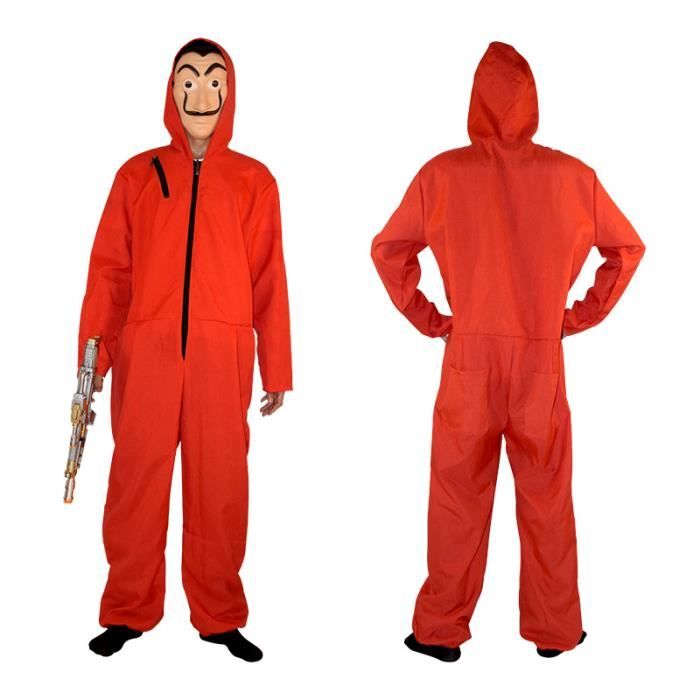 Costume De Voleur Rouge Avec Capuche Et Masque – Taille Enfant 130-140 Cm, Polyester, Pour Halloween Carnaval