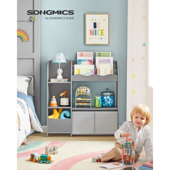 Étagère Jouets SONGMICS 3 Compartiments - Avec Roulettes Et Coffre Blanc