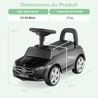 Voiture à Pousser Mercedes-Benz 3-en-1 – Porteur, Marcheur, Glisseur – Volant Musical, Coffre, Canopy – 18-36 Mois – 25 Kg