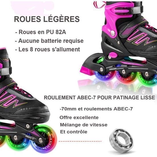 OLYSPM Roller Enfant Fille Patin a Roulette Fille Rollers Quad avec 8 Roues  LumineusesPatin a Roulette Enfant 4 Taille Rglable - Achat / Vente ROLLER  IN LINE - Cdiscount