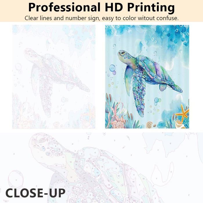 TISHIRON Peinture à L'huile De Tortue De Mer, Peinture Par Numéros Pour