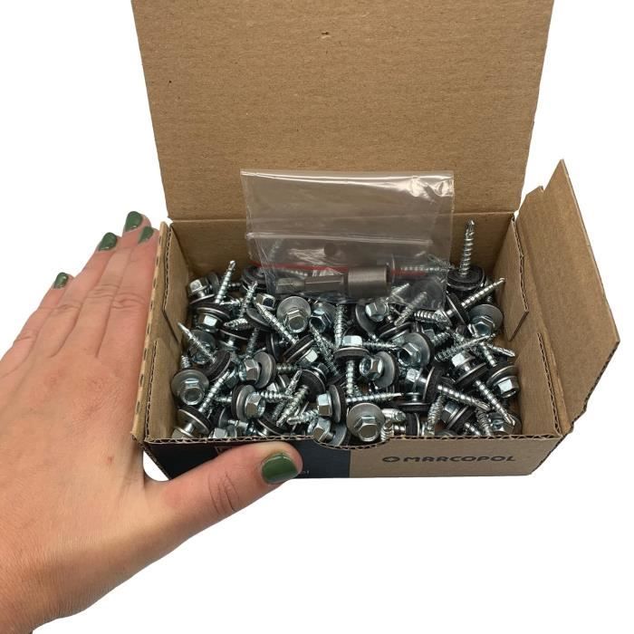 Vis Zèle Pointe Foret DIN 7504 K - Tête Hexagonale ⌀6,3x50mm - Zingué - Lot De 100