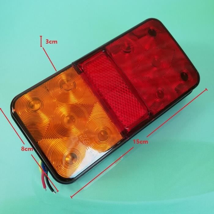 Feux Arrière LED Camion 12V-24V - 2 Pièces, Stop, Clignotant, Recul - IP67, Pour Remorque, Camping-Car
