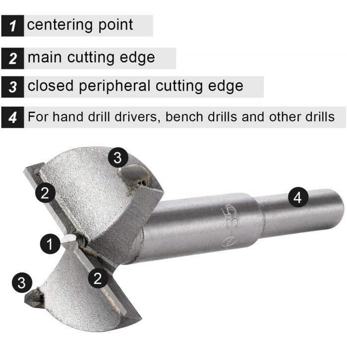 Mèche Forstner Diamètre 60 Mm - Queue 9 Mm - Pour Perçage Bois, Plastique, Contreplaqué - Acier Rapide, Précision
