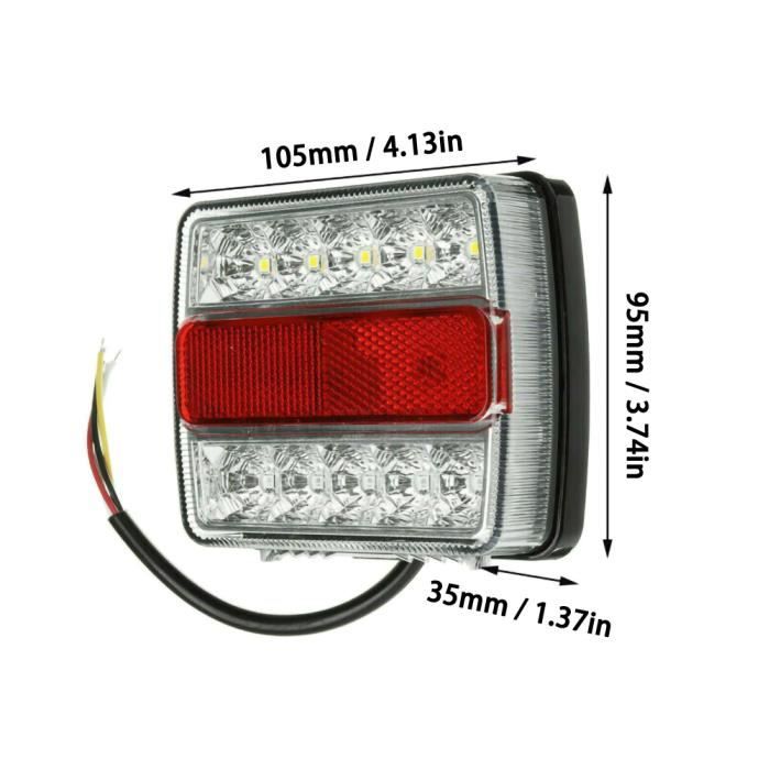 Kit Feux Arrière LED Optronics TLL90RK Pour Remorque - Rouge, étanche, 5W - Dimensions 11.5x3.5x8 Pouces