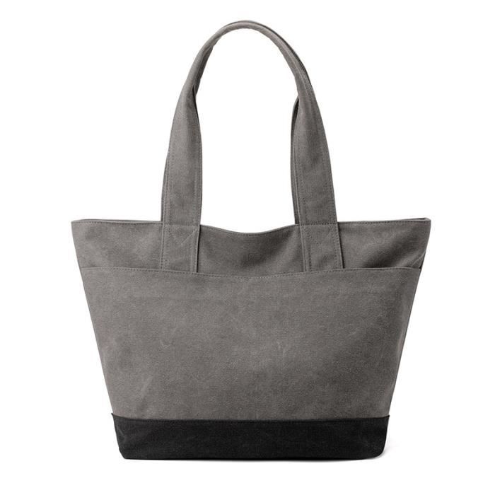 Sac Main Femme En Toile Bicolore Port Epaule Grande Capacit Mode Casual Vert militaire