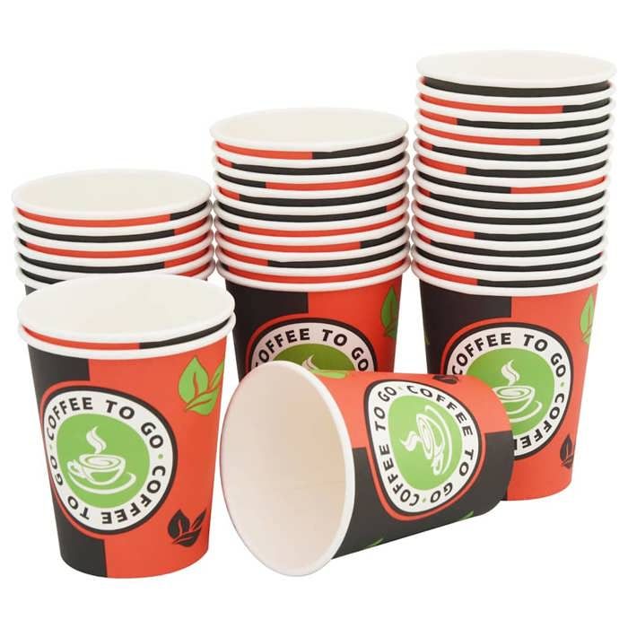 200 Gobelets à Café Jetables 240ml - Blancs Avec Agitateurs Bois