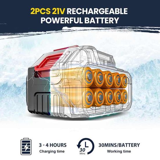 Nettoyeur Haute Pression Sans Fil, 100 Bar,avec Batteries De 30000 MAh, Buse Multifonction, Pour Voiture, Jardin, Nettoyage Des - Bricolage