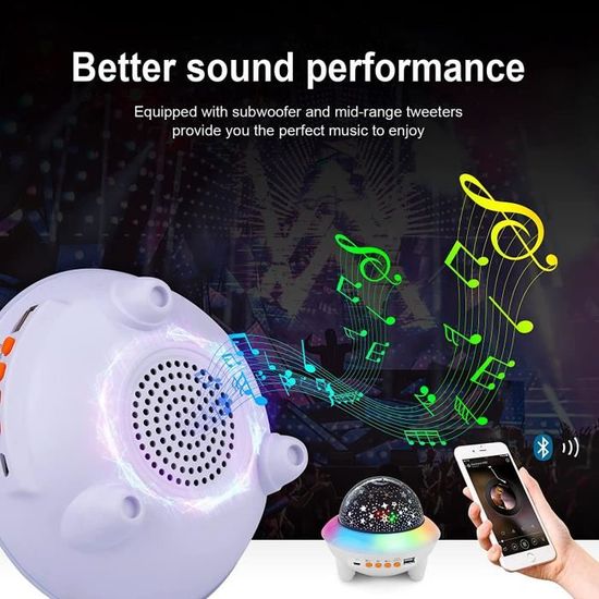 Veilleuse Etoile Projection pour Enfant GRIFEMA GD1002-1 Projecteur Ciel Etoile Bluetooth Projecteur Galaxie avec Plusieurs Modes D'éclairage Fête Adulte Veilleuse Enfant LED Rotatif Bebe Noël 