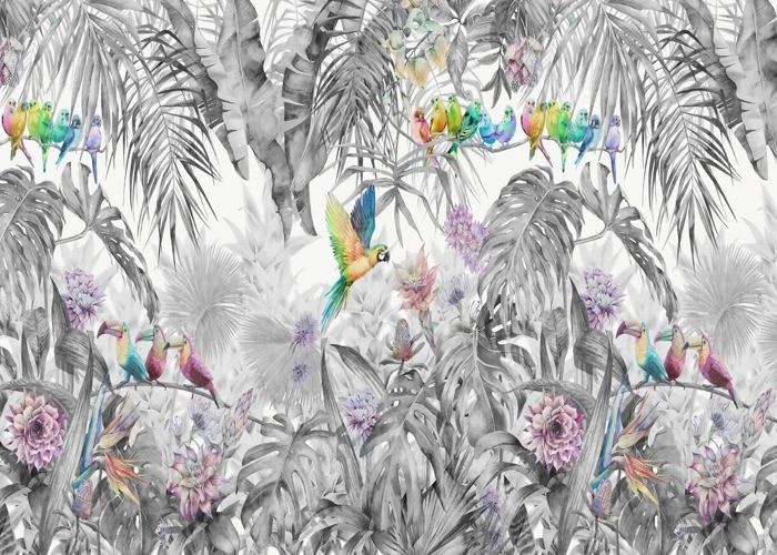 3D Papier Peint Panoramique Jungle Soie Tropicale,350x256 cm Noir et ...