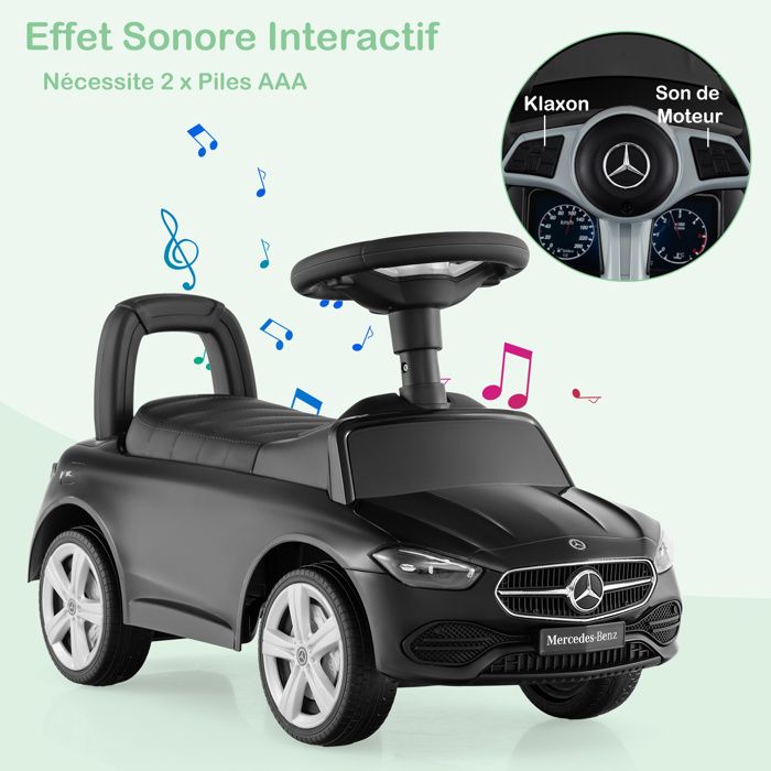 COSTWAY Porteur Voiture De Police Enfant Avec Mégaphone, Lumières, Sons & Stockage – 25 Kg, 18-60 Mois, Blanc