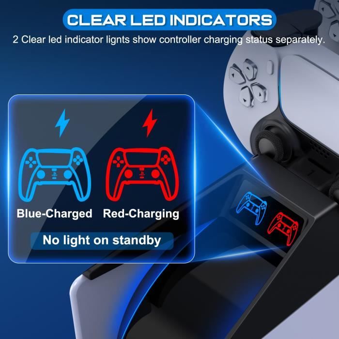 Station De Charge Rapide Tactile Pour Manette PS5 - Chargeur Secteur Noir