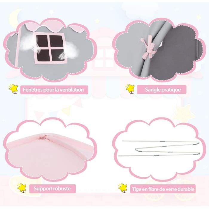 Tente de château de princesse mignonne en carton, jouets cadeaux, petite espace Tente de château de princesse mignonne en carton, jouets cadeaux, petite espace