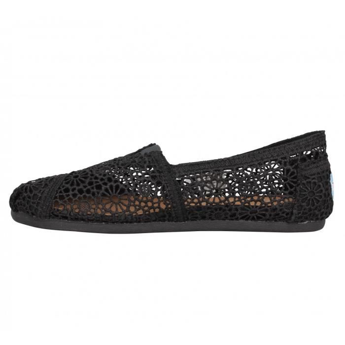 Espadrilles Femme TOMS Classic crochet Noir Textile Confortables  et élégantes
