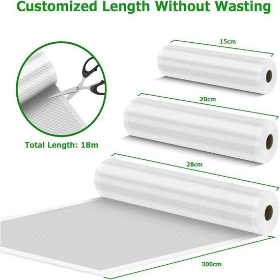 2 Rouleaux Pour Machine Sous Vide 28cm X 6m - Sacs Alimentaires Gaufrés - Compatibles Multi-Marques
