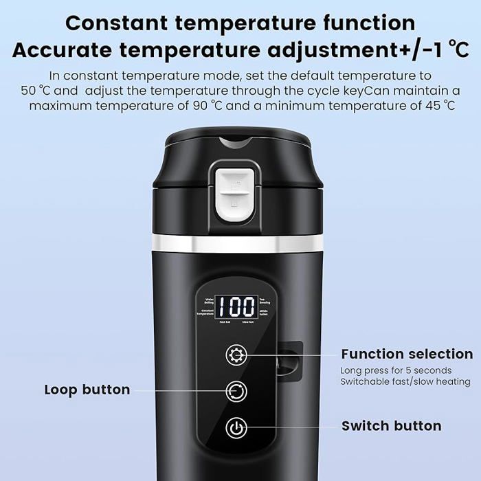 12V/24V 1000ml voiture camion électrique chauffe-eau bouilloire bouillotte tasse d'eau chaude