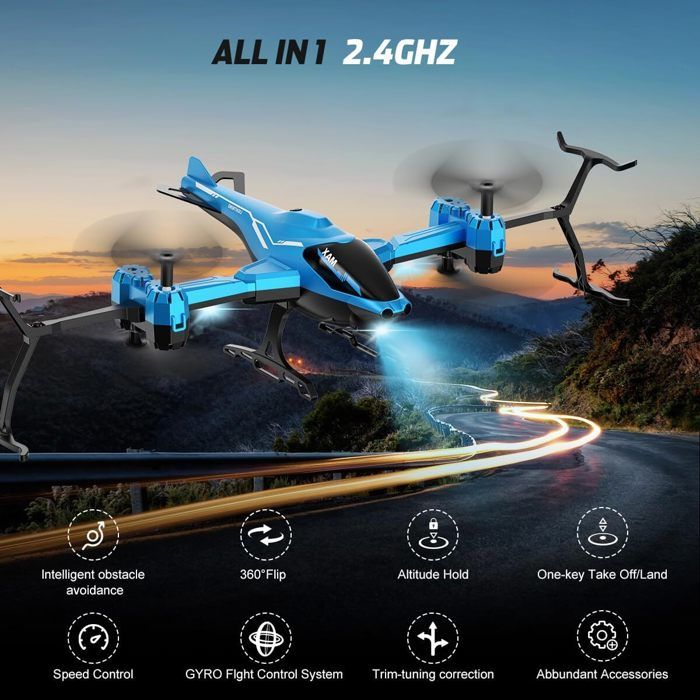 Hélicoptère RC électrique intelligent avec évitement d'obstacles, contrôle 4 can Hélicoptère RC électrique intelligent avec évitement d'obstacles, contrôle 4 can