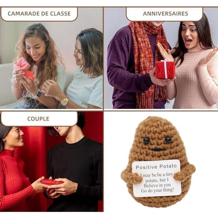 Lot de 2 Patates Positives - Cadeau Original et Inspirant - Potes positifs