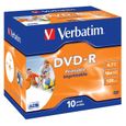 DVD-R Imprimable 16X Verbatim - Pack de 10 - Boitier crystal - 4.7 Go - 120 minutes-0