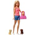 Barbie - Famille coffret le Bain des Chiots, poupée blonde et 3 figurines de chiots, avec baignoire et accessoires, jouet po 1065-0