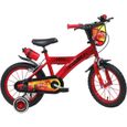Vélo enfant 14'' CARS - FLASH MCQUEEN / Disney équipé de 2 freins, bidon-porte bidon, pneus gonflables, plaque avant,-0