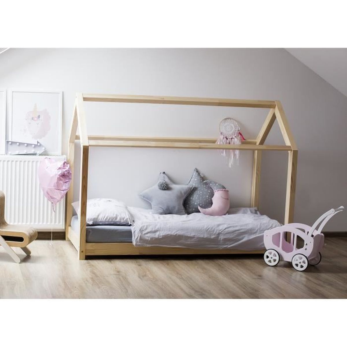 Lit cabane 140x190 MILO en pin massif avec sommier - Achat / Vente lit  complet Lit cabane 140x190 MILO en - Cdiscount