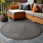 CARPETSALE24 Tapis d'extérieur 160 cm Rond Noir Tapis balcon cuisine et terrasse unicolore en tissage plat résistant aux intempéries