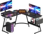 SANODESK Bureau Gaming 127 x 127 cm Bureau d'angle en L, Bureau Informatique PC avec Support d'écran, Table d'ordinateur - Noir