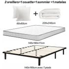 BRAND Pack Matelas + Sommier + Couette + 2 oreillers