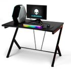 COSTWAY 3 en 1 Bureau Gaming 116X75X77 CM Cadre en Métal en Forme de R avec Repose-pieds Réglables, Charge 80 KG, Style Design