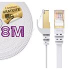 Câble Réseau Ethernet - ELFCAM - Cat 7 STP - 8m - Câble Plat - 100% Cuivre