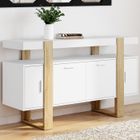 IDMARKET Buffet 140 cm PHOENIX 4 portes blanc et bois