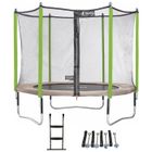 Kangui - Trampoline de jardin 305 cm + filet de sécurité + échelle + kit d'ancrage JUMPI Taupe/Vert 300