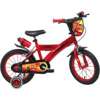 Vélo enfant 14'' CARS - FLASH MCQUEEN / Disney équipé de 2 freins, bidon-porte bidon, pneus gonflables, plaque avant,