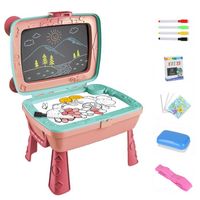 Table d'activités pour enfants sac d'école portable multifonctionnel quatre en un, planche à dessin, tableau d'écriture-rose