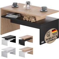 CASARIA® Table basse rectangulaire bois gris 92x51x48cm Table de salon 50kg Table basse moderne Rangement intérieur
