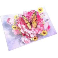 DAMILY® 3D Pop Up Carte de Voeux avec Enveloppes, pour divers cadeaux de vacances - Formes de fleurs et de papillons rose