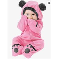 Barboteuse à Capuche Pour bébé Combinaison de Neige Polaire Hiver Pyjama à Manches Longues Combinaison Barboteuse Bébé Fille