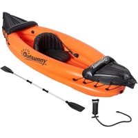Canoé kayak gonflable 1 personne OUTSUNNY - Rame en aluminium - Orange