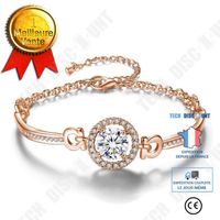 TD® Bracelet Femme Crystal Charms Élégant Zircon Chaîne Bijoux  Cadeau -Couleur Or Rose Longueur Ajustable Serti de Strass en