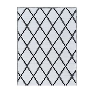 TAPIS D’EXTÉRIEUR Tapis d'extérieur en plastique tressé - 150x220cm - Noir - Réversible - 100% polypropylène - TUNIS