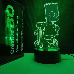 VEILLEUSE BÉBÉ Simpsons Anime Lampe De Décoration Veilleuse 3D Illusion Lampe Veilleuse Lampe De Chevet Avec Télécommande Lampe De Bureau 16[u2235]