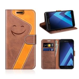 Caler Cover Compatible avec Samsung Galaxy A520//A5 2017 Miroir Coque Intelligente Portefeuille Flip Silicone Transparent Case en Cuir Bumper Folio Protecteur Couverture Mirror Support Shell